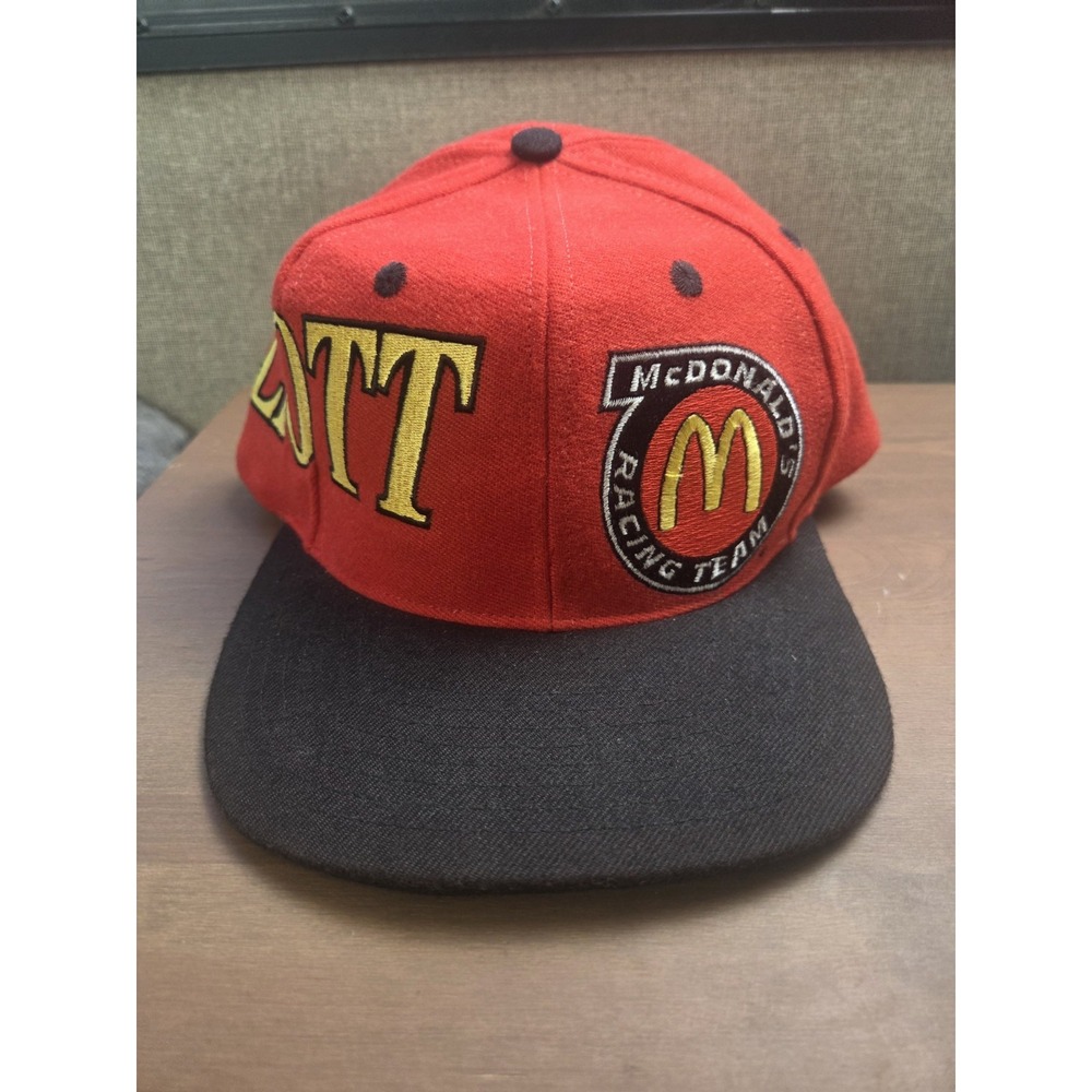 Vintage 90s Bill Elliott McDonalds Snapback Hat Red NASCAR Racing